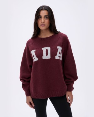 Adanola ADA Oversized Knit Sweatshirt Bordeaux Grise Clair | 075813-WJD