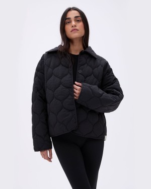 Adanola Collared Quilted Boxy Jacket Noir | 810937-DAS