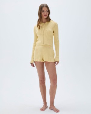 Adanola Rib Knit Short Citron Jaune | 948761-LOR