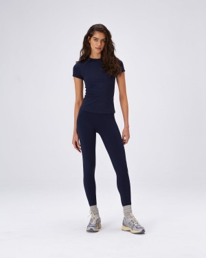 Adanola Ultimate Short Sleeve Longline Top Bleu Marine Bleu | 795241-ZKJ