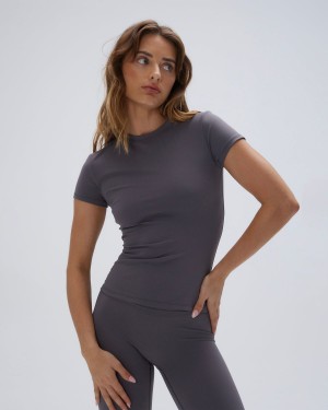 Adanola Ultimate Short Sleeve Longline Top Grise Foncé | 892134-FJG