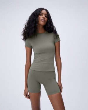 Adanola Ultimate Short Sleeve Longline Top Vert Olive Vert | 981740-WBD