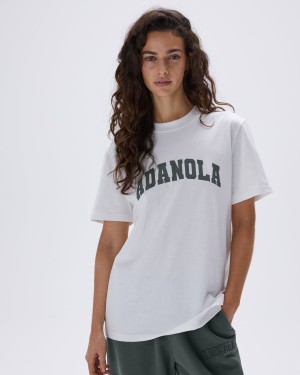 Adanola Varsity Oversized Short Sleeve T-shirt Blanche Vert | 432961-HFE